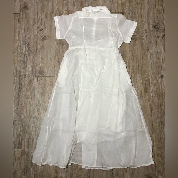 J. Crew Women's White Cerise Shirt-Dress in Ramie, Size 14 - Picture 4 of 9